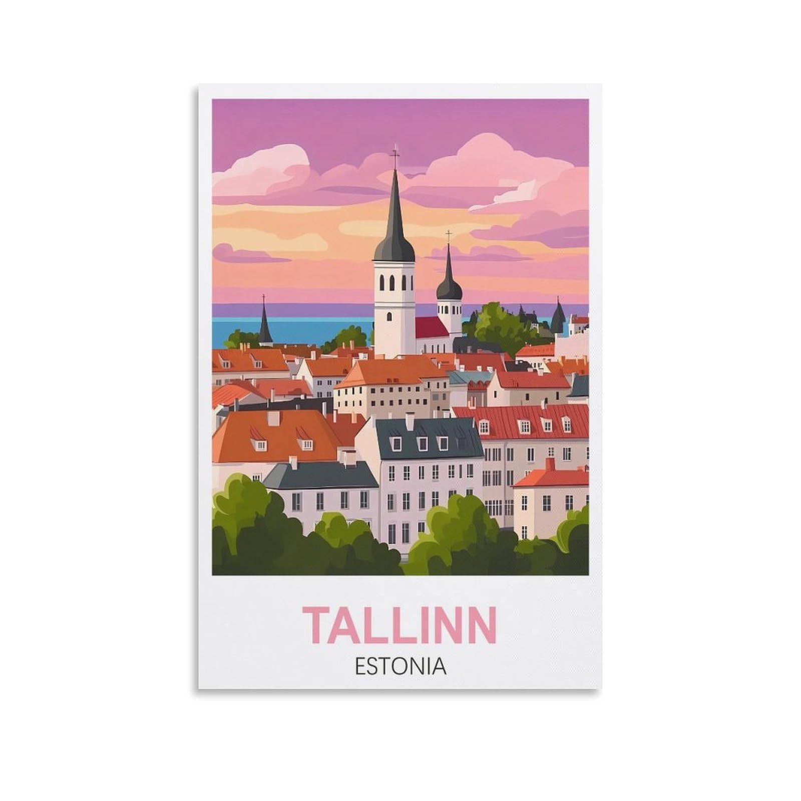 Xllyxygjq Unframe-Style Tallinn Estonia Vintage Travel Poster 08X12inch(20X30cm) Canvas Wall Art Poster Print Artwork Painting Picture For Home Decoration Living Room Office Bedroom