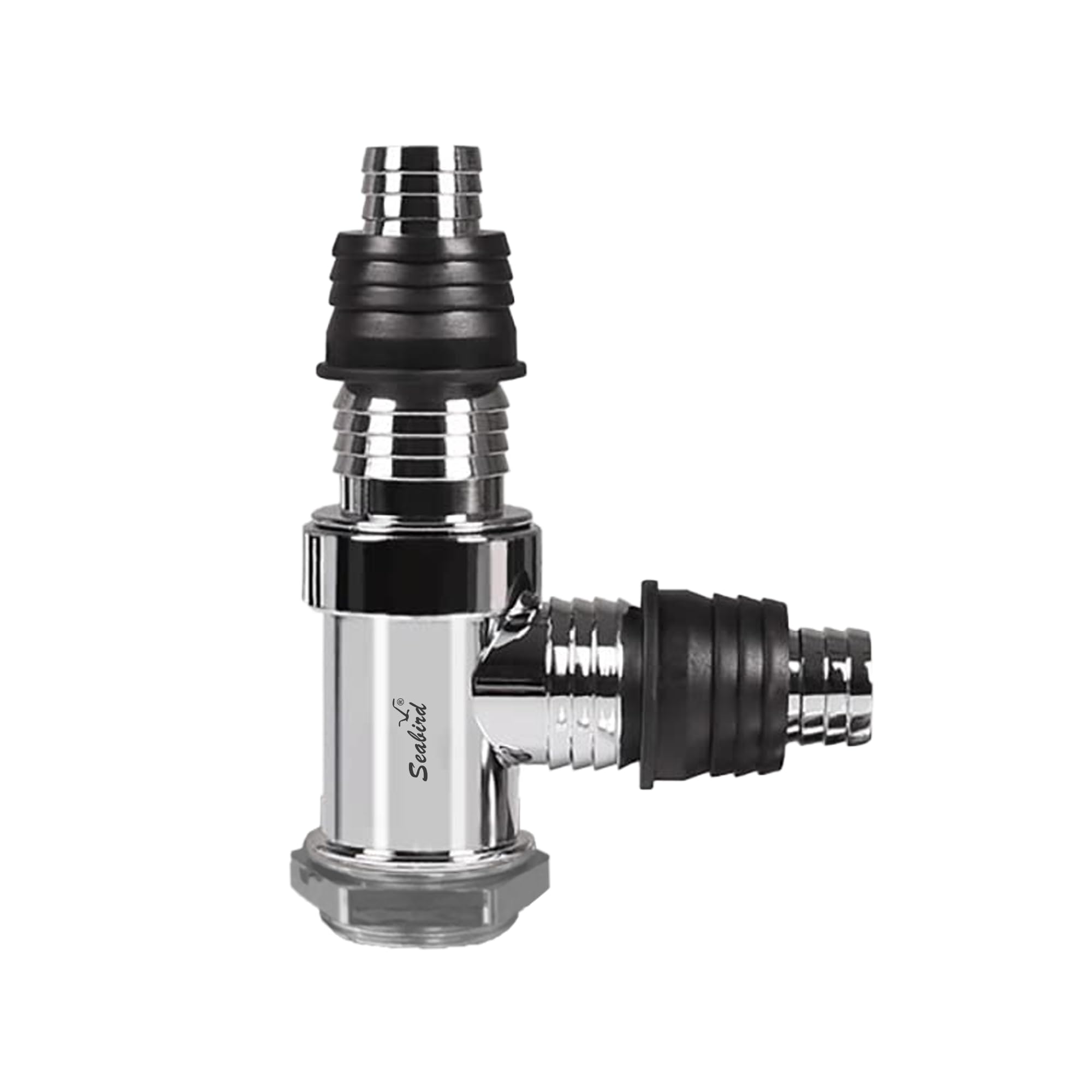 SEABIRD ABS T-Shape Elbow Grating with Rubber Seal | Washing Machine Outlet Pipe Connector | Leak-Proof, Anti-Overflow & Odor Resistant | Ideal for Bathroom, Kitchen & Laundry Use | Silver Finish