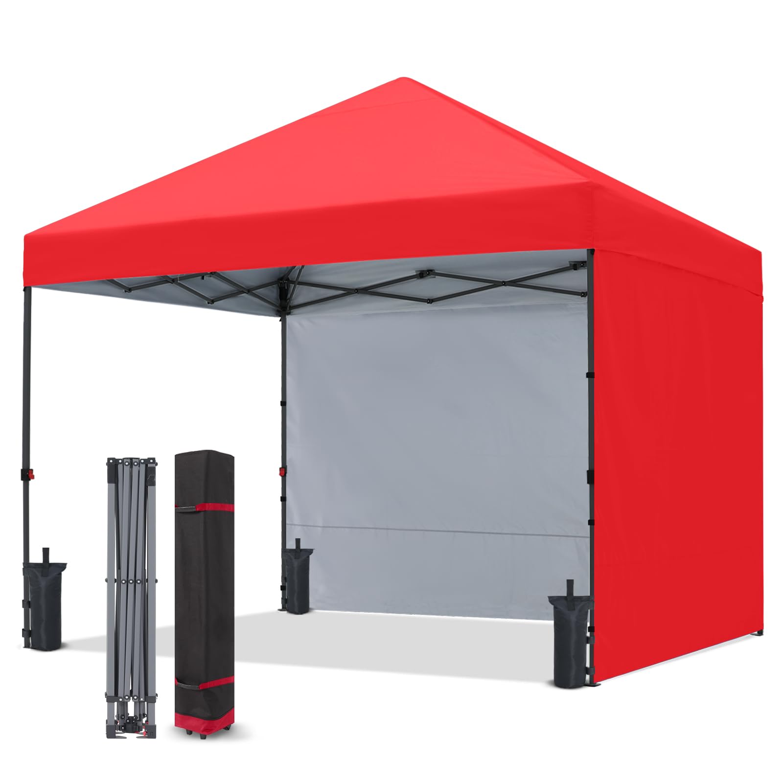 COOSHADE Pop Up Canopy Tent 10x10 with 2 Sidewalls, Outdoor Shade Instant Canopy Tents(Red)