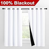 Vista 2 de NICETOWN Cortinas 100% opacas de 57 pulgadas de largo, cortina para ventana completamente opaca, cortinas con aislamiento térmico para ventanas