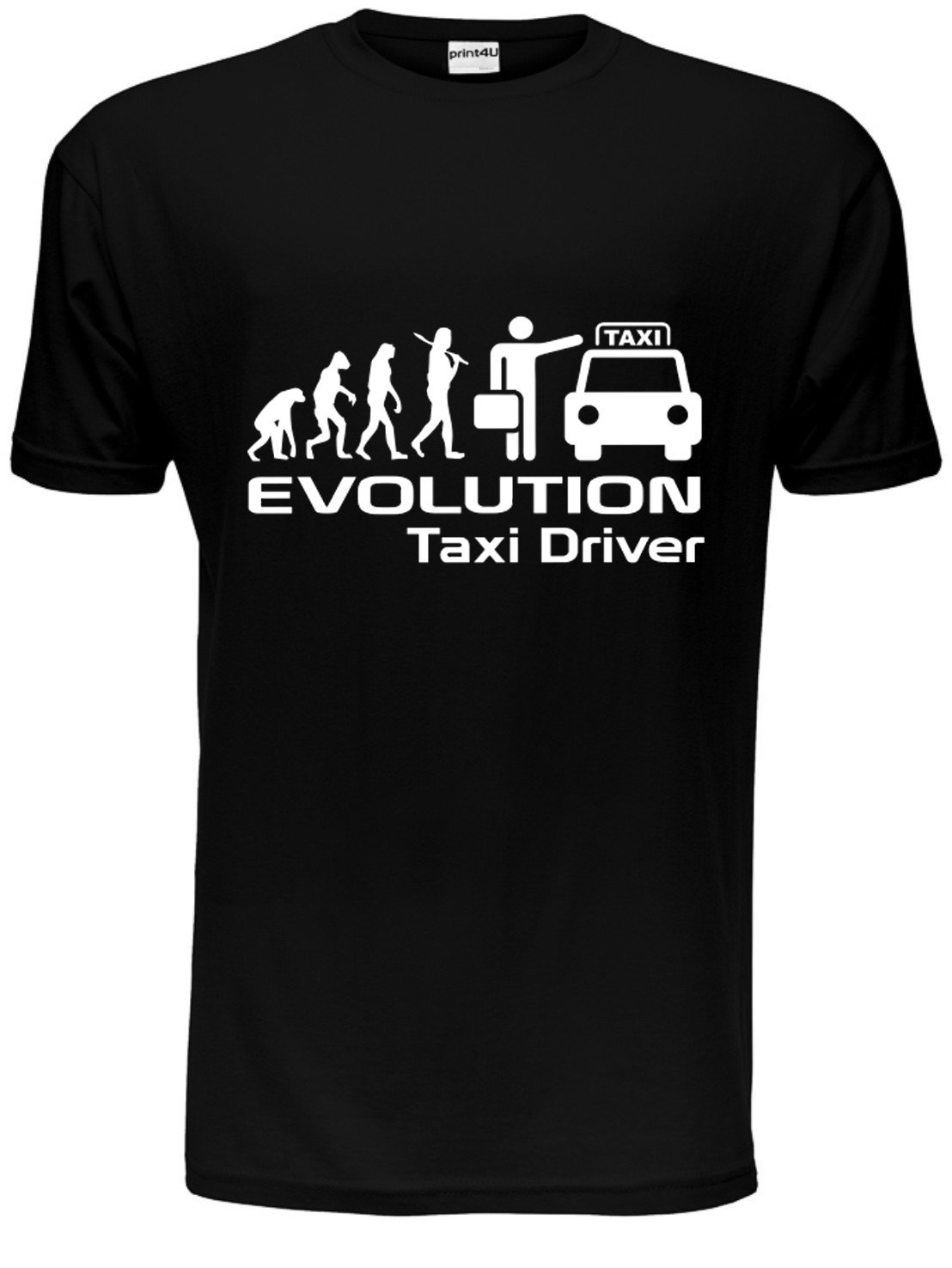 Print4u Men's Black Evolution Of A Taxi Driver Cab Gift T-Shirt X-Large