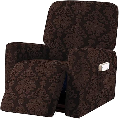 Miniatura 21 de JOKIVTOU Funda elástica para sillón reclinable con bolsillo, fundas de sofá reclinable de jacquard con estampado, protector de muebles con parte
