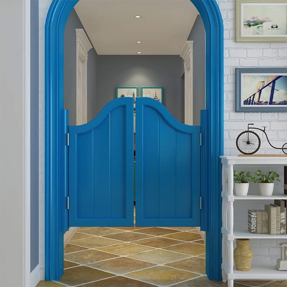 Swinging Cafe Doors Solid Wood Automatically Shut Down Space Division Fence Half Waist Door,5 Colors, 11 Sizes Customizable (Color : A, Size : 120x100cm) (Blue 110x100cm)