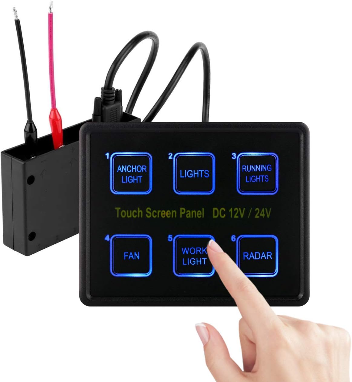 Partol 6 Gang Switch Panel LED On-Off Control Switches Touch Panel Switch Universal Slim Touch Control Panel for Car Marine Boat Trunk RV Caravan Indoor Lighting Control,12V/24V