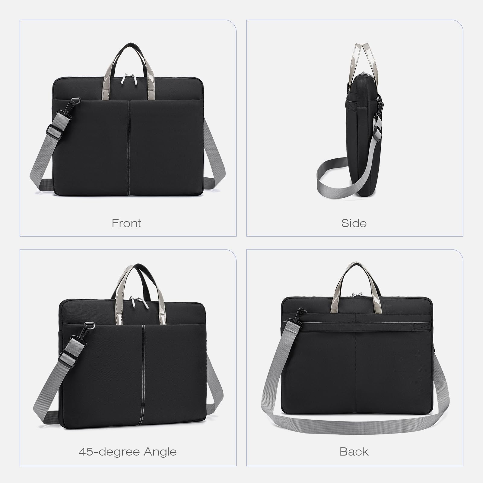 SPAHER Sacoche Ordinateur Portable 18 Pouces Sacoche PC Cartable Femme Housse Ordinateur Portable Mallette Sacoche Travail Porte Document Pochette Portable Sac Bandoulière Femme Sac à Main Gris