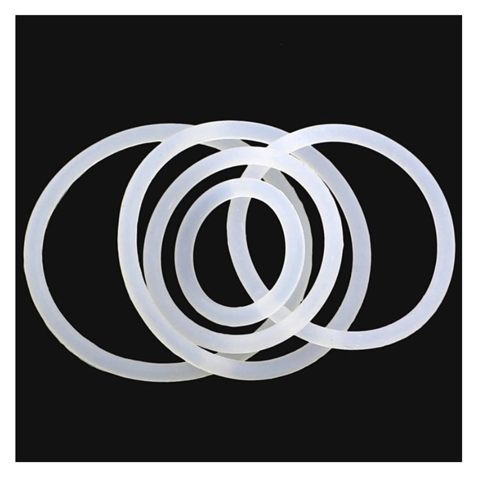 Kit d'assortiment de joints toriques, joints toriques en caoutchouc 50 pièces joint torique en silicone blanc CS 1,5 mm OD 5~45 mm rondelle étanche de qualité alimentaire ronde en forme de O anneau