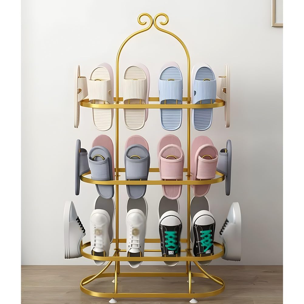 Étagère de rangement sur pied en fer et organiseur de chaussures pour entrée