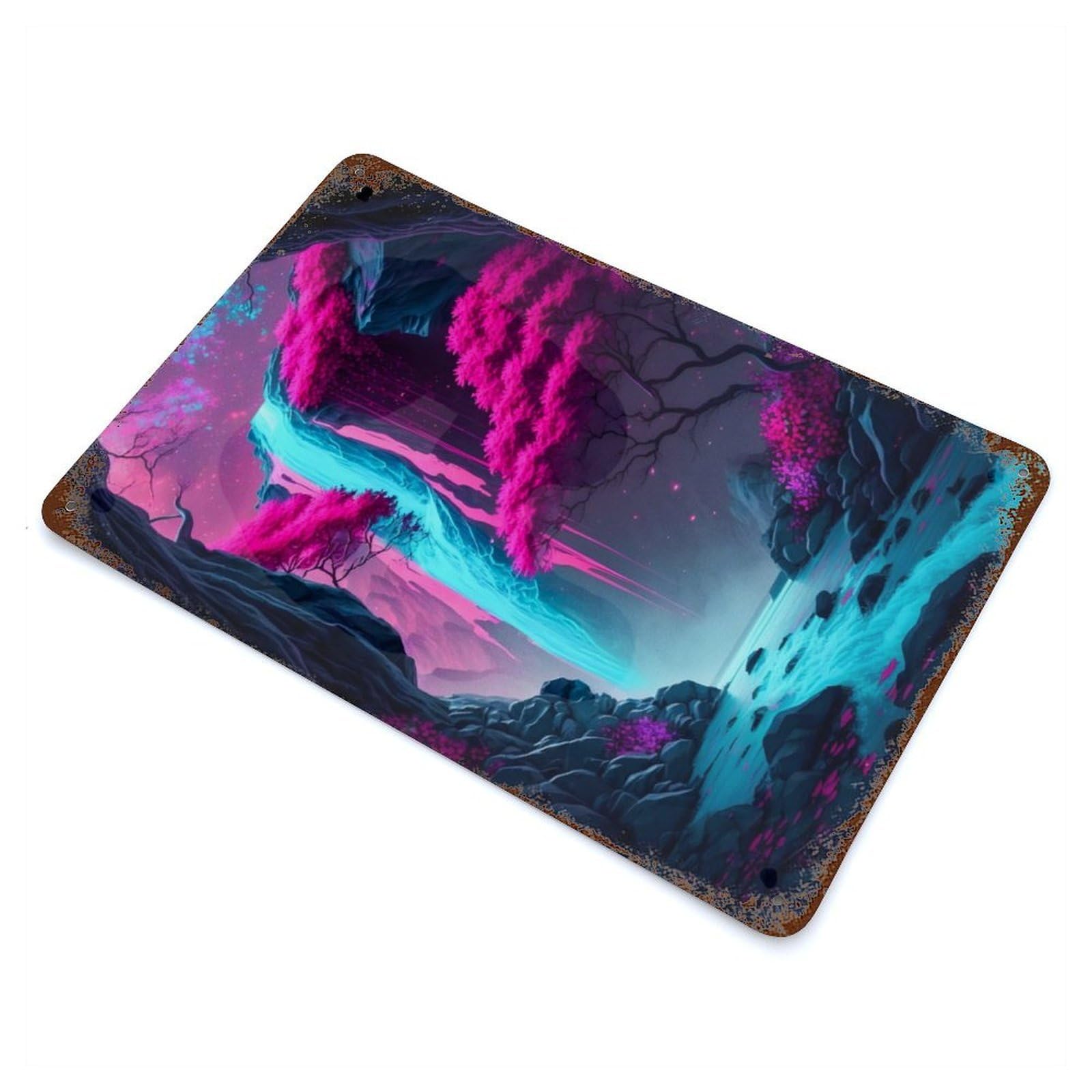Fantasy Cave 11.8"x7.9" Rustic Tin Plaque, Novelty Wall Decor for Living Room, Hallway And Home Decor