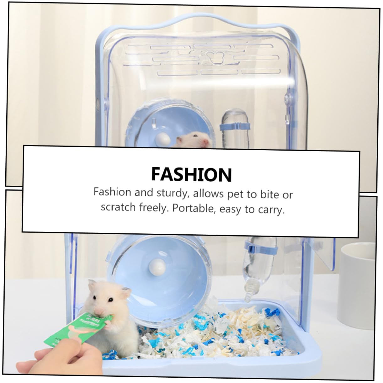 Kleintiertransportbox aus Kunststoff, Tragbarer Hamsterkäfig Blau