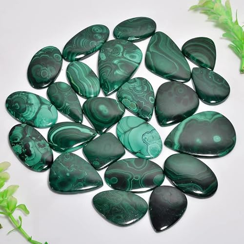 Damru™ 100 Cts (3 To 5 Pcs) Malachite Natural Flat Back Mix A+ Quality Loose Cabochon For Jewelry Making, Wire Wrapping, Diy, Healing Rings Crystals, Pendants, Wedding Gift #TOP4
