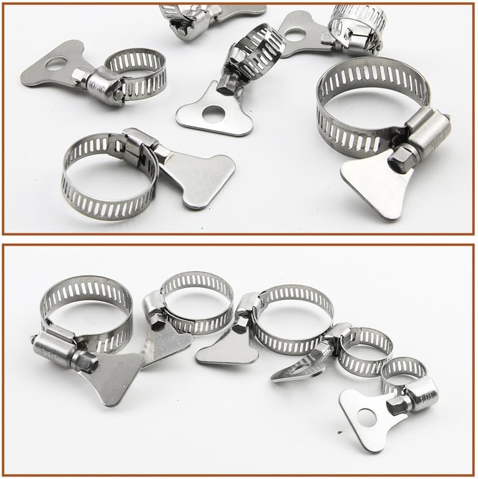 2-10pcs Worm Gear Hose Clamp 6-95mm Adjustable Key Clamp Hose Clip Stainless Steel for Water Pipe Automotive Mechanical,194,216mm 2pcs