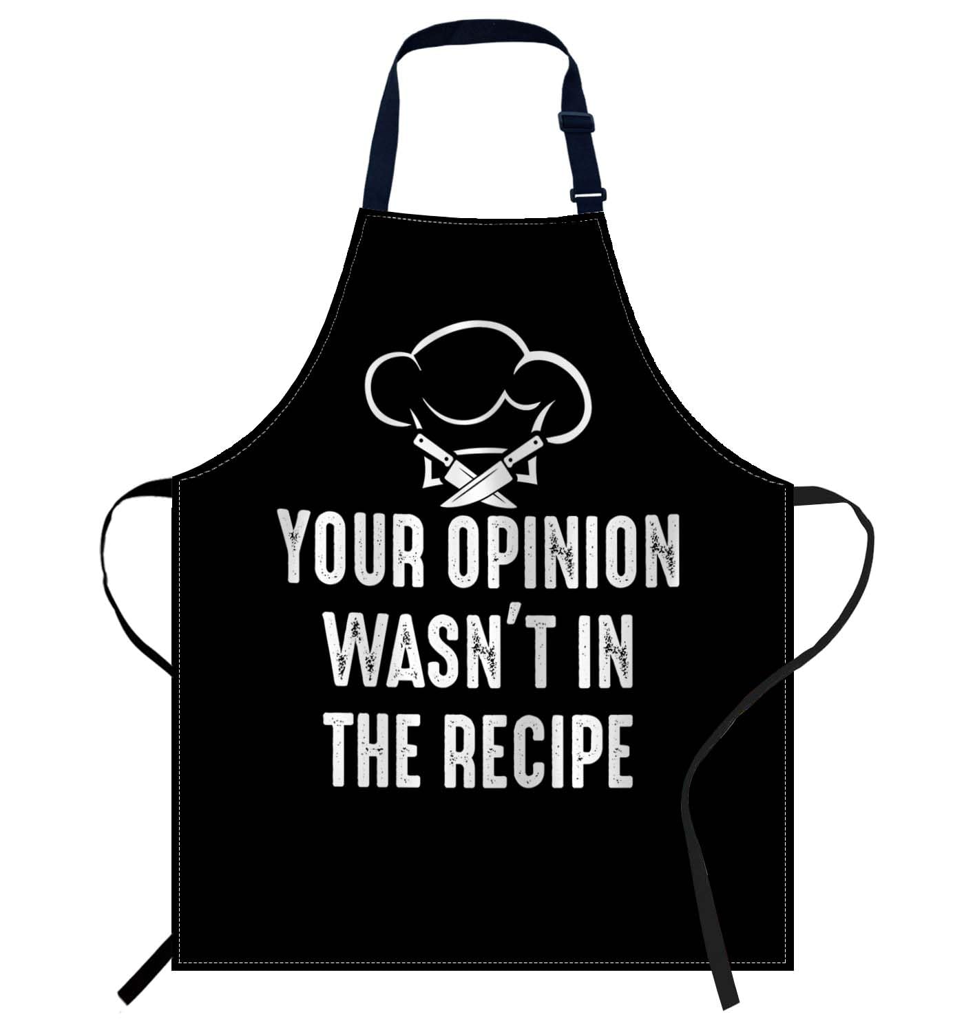 Smooffly Funny Chef Apron - Men & Women's Cooking and Baking Apron, Kitchen & BBQ Bib, Your opinion wasn't in the recipe, 27x31 Inch