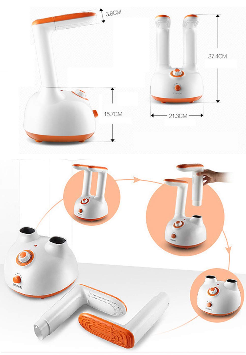 Secador De Zapatos, 160W Gran Alcance Retráctil Eléctrico Maquina De Zapatos Caliente 6-Speed para Zapato/Cargadores/Guantes/Calcetines Esterilización Desodorización, 220V, Blanco
