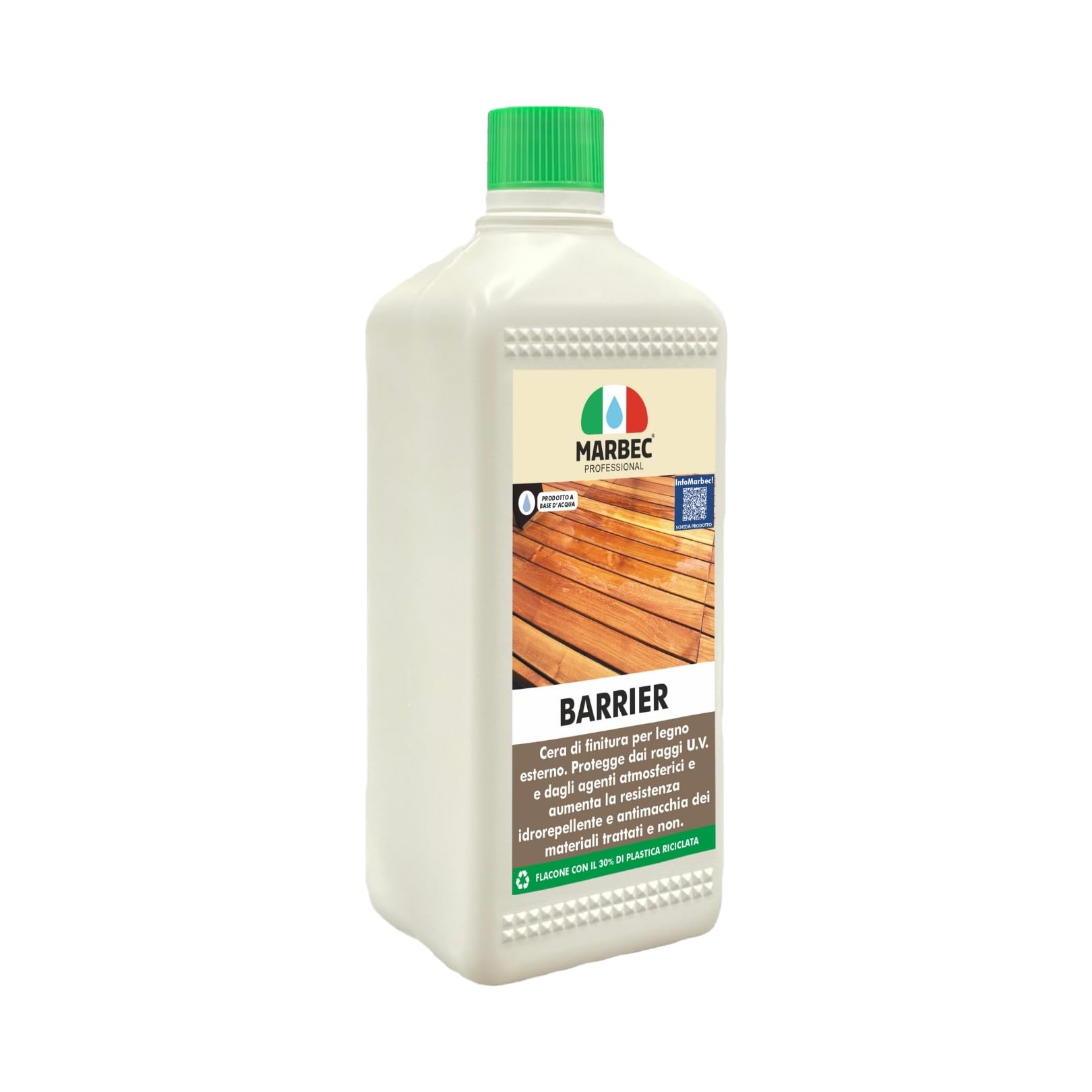 MARBEC BARRIER 1LT Finitore anti-sporco, anti-degrado per superfici in legno esterne: pavimenti, rivestimenti, arredi da giardino, strutture, ecc.