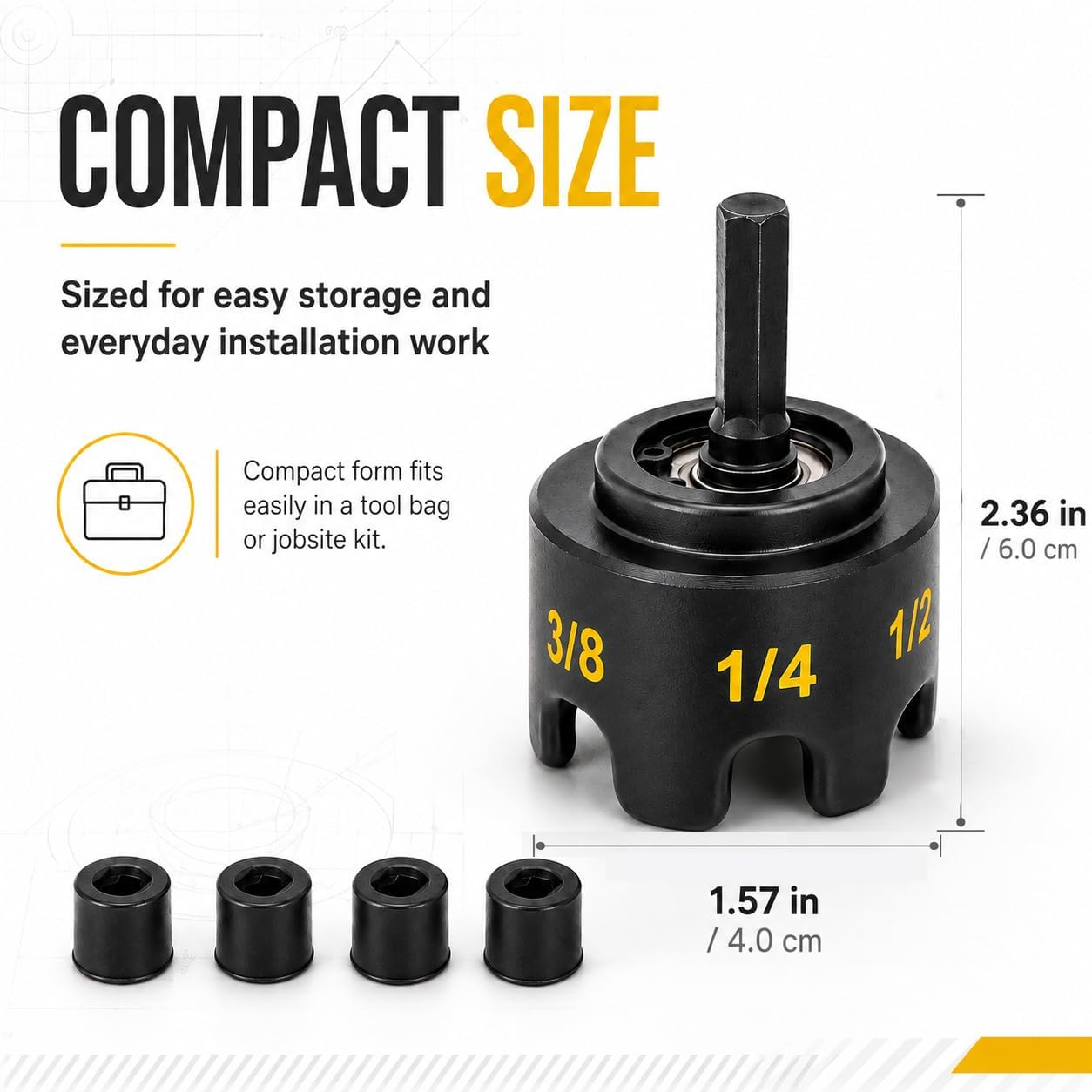 Threaded Rod Nut Runner, 3-in-1 Drill Attachment, 4 Grip Inserts