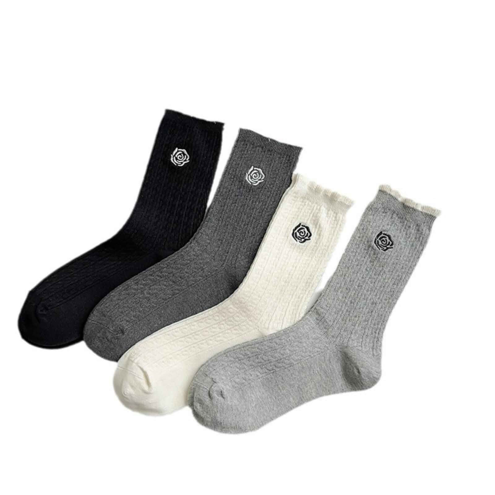 Gallopper Womens Cute Cotton Crew Socks Cozy Casual Socks with for Women Black and White Socks