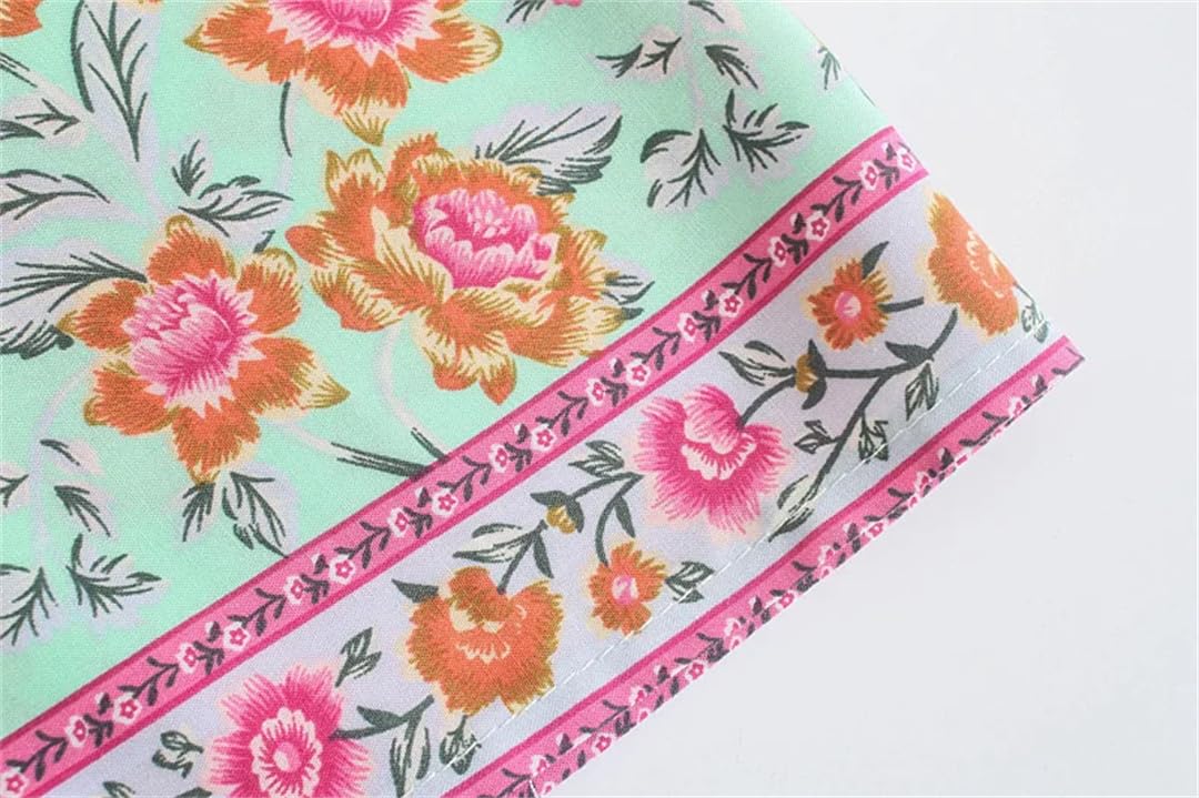 Wjnvfioo Kimono vintage con stampa floreale da donna con scollo a V e maniche a pipistrello