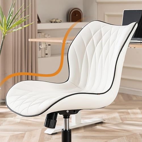 Miniatura 6 de YOUNUOKE Silla de escritorio sin brazos, cómoda silla de oficina con ruedas, silla ergonómica para el hogar, sillas ajustables para computadora,