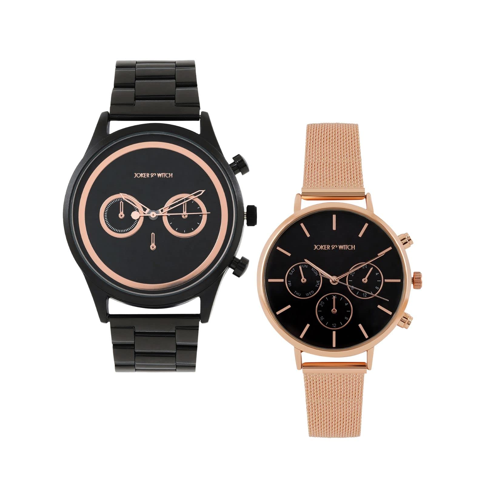 Joker & Witch Stainless Steel Pete & Emily Couple Analogue Watches, Black Dial, Gray Band (B0BVB26ZPT) Amazon Price History, Amazon Price Tracker