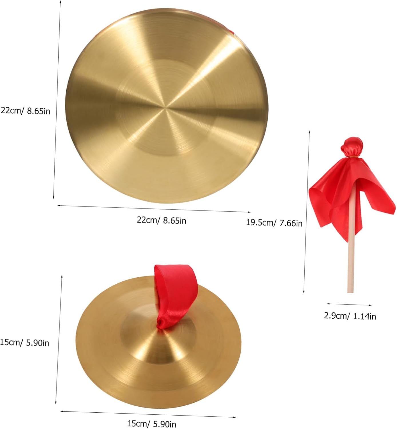 1set Copper Gong Cymbal Mallet Handheld Chinese Percussion Instruments for Schools Festivals and Personal Use Lightweight Portable and Versatile Sound