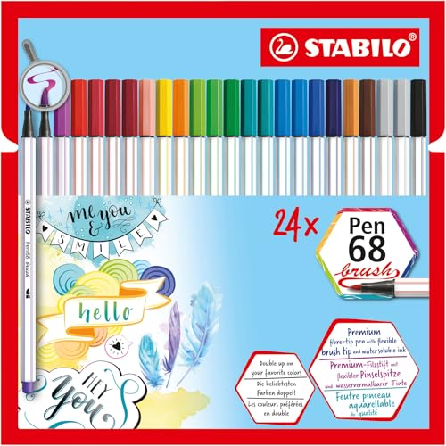 Feutre pinceau STABILO Pen 68 brush pointe nylon pour calligraphie sans bavure