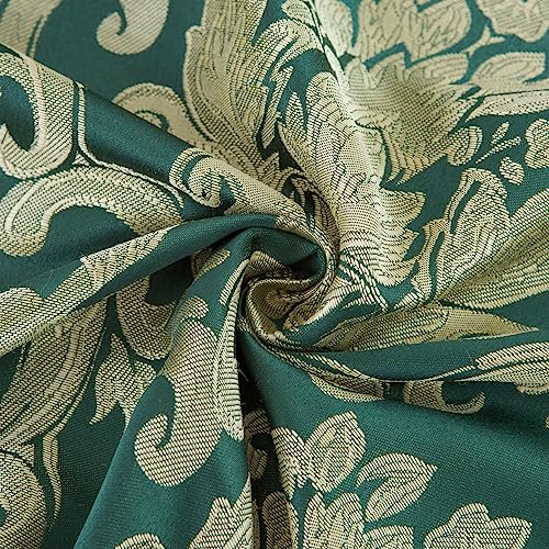 SPRICA Round Jacquard Tablecloth 150cm Classic Flower Pattern Thick Heavy Weight Soft Table Cover, Machine Washable, Golden Green - Image 4
