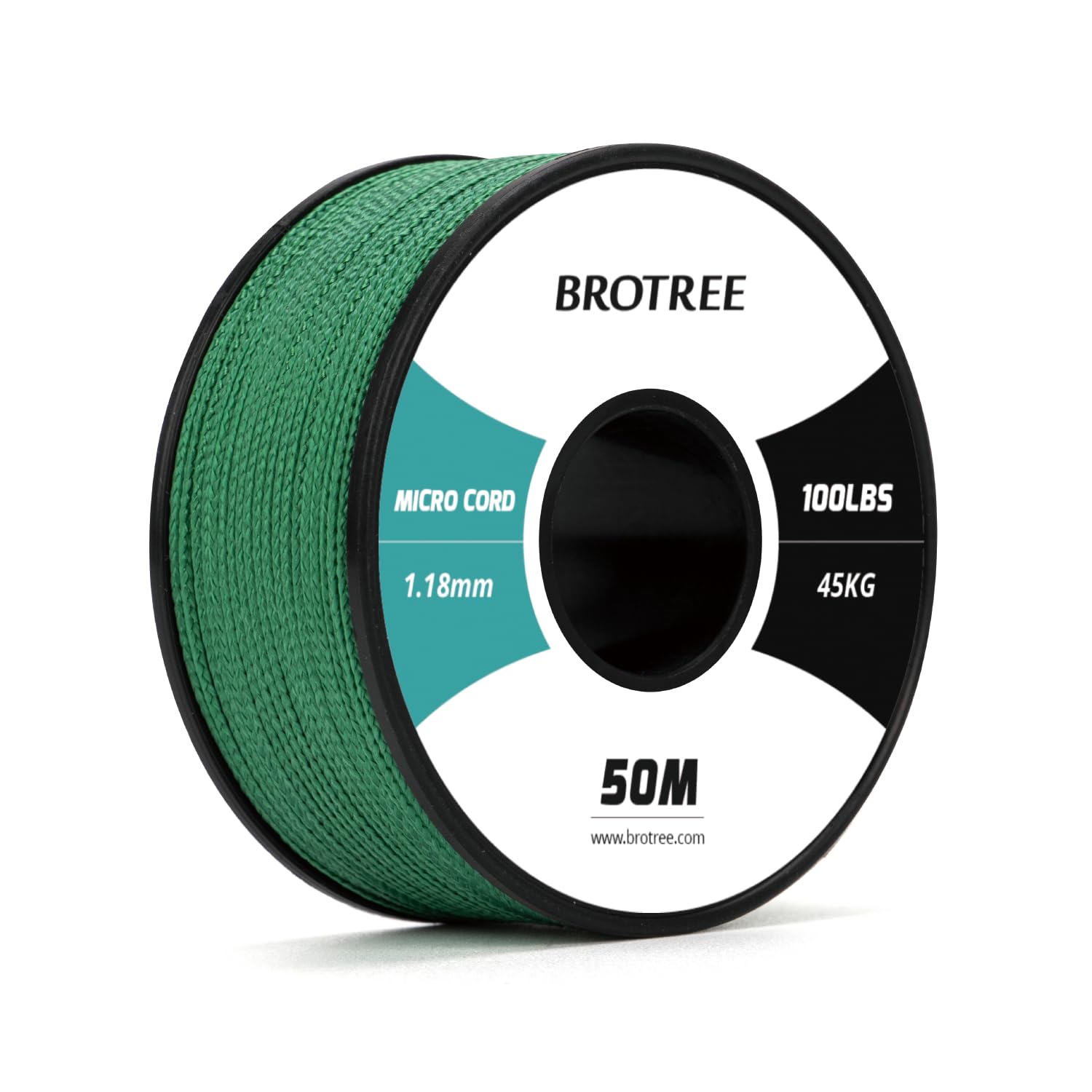 Brotree Micro Cord 1.18mm Paracord 50M Thin Braided Rope for Bracelet, Crafting and DIY - 45kg Breaking Load (Kelly Green) — image 1