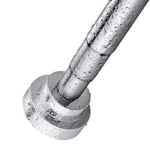 KzGrit Shower Curtain Rod, Stainless Steel, No Drilling & Rust, Anti-Slip, Adjustable Tension Spring Pole, Extendable Telescopic Rail for Closet, Bathroom, Windows or Doorways (26-65inches) - 26-65inch