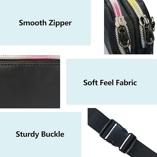 Miniatura 6 de Riñoneras para mujeres y hombres, bolsa de cinturón de moda, bonita bolsa de cintura para viajes, correr, senderismo, entrenamiento, Negro -, Moda