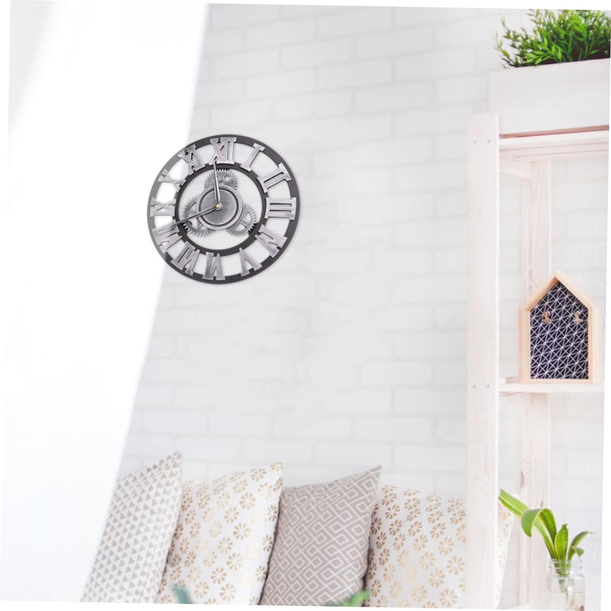 Orologio da Parete a Ingranaggi Stile Industriale Argento | Metallo e Legno, Installazione Semplice e Rimozione Rapida, per Camera da Letto o Idea Regalo