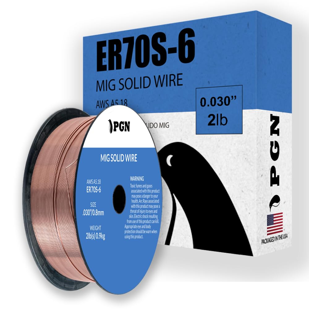 PGN Solid MIG Welding Wire - ER70S-6 .030 Inch - 2 Pound Spool - Mild Steel MIG Wire with Low Splatter and High Levels of Deoxidizers - For All