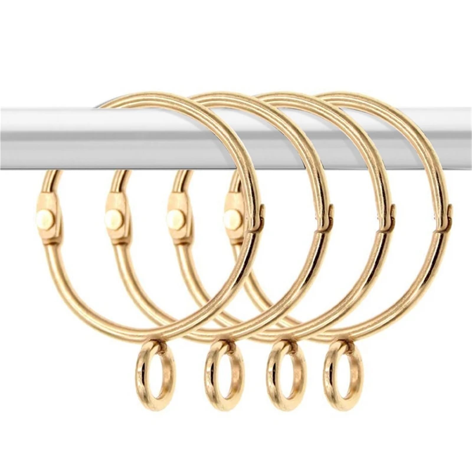 Shower Curtain Hooks 20 Pcs Openable Gold Curtain Rings Open And Close Metal Rustproof Drapery Loops With Eyelet For Hook Pins (1.5 Inch)