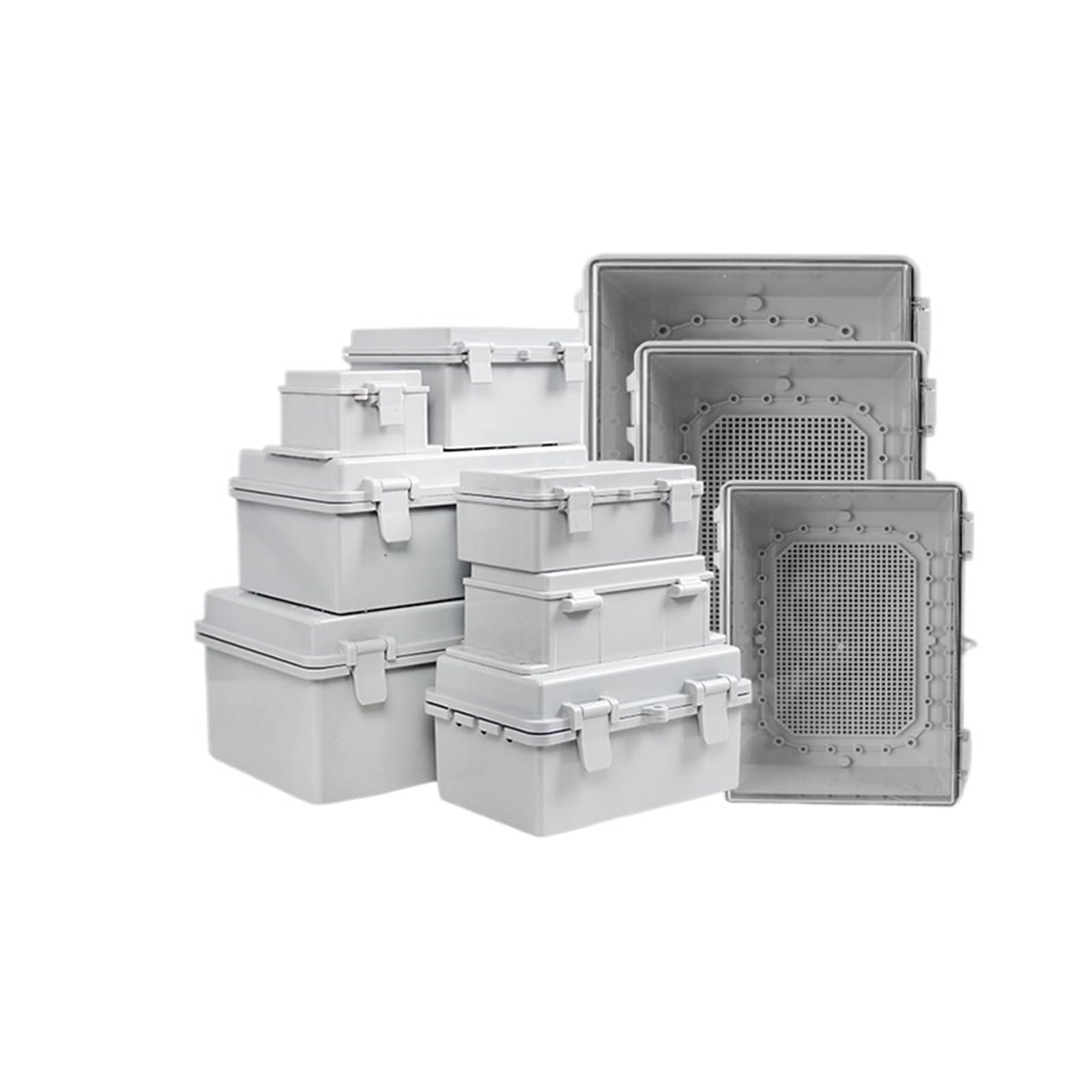 IP66 Abs Pc Hinged Plastikowa obudowa wodoodporna elektryczna skrzynka przyłączeniowa wodoodporna zewnętrzna plastikowa skrzynka rozdzielcza (110 x 110 x 75 mm, szara)
