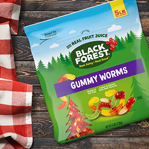 Black Forest Gummy Worms Candy, 5 Pound Bulk Bag #TOP2