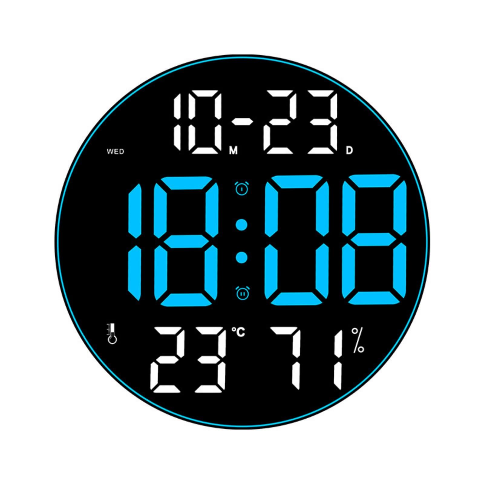 KESOTO Orologio da Parete Digitale Orologio Orologio da Muro Orologio Moderno con Schermo LED Definito Cifre Extra Grandi Data Temperatura Umidità Profilo, Azzurro
