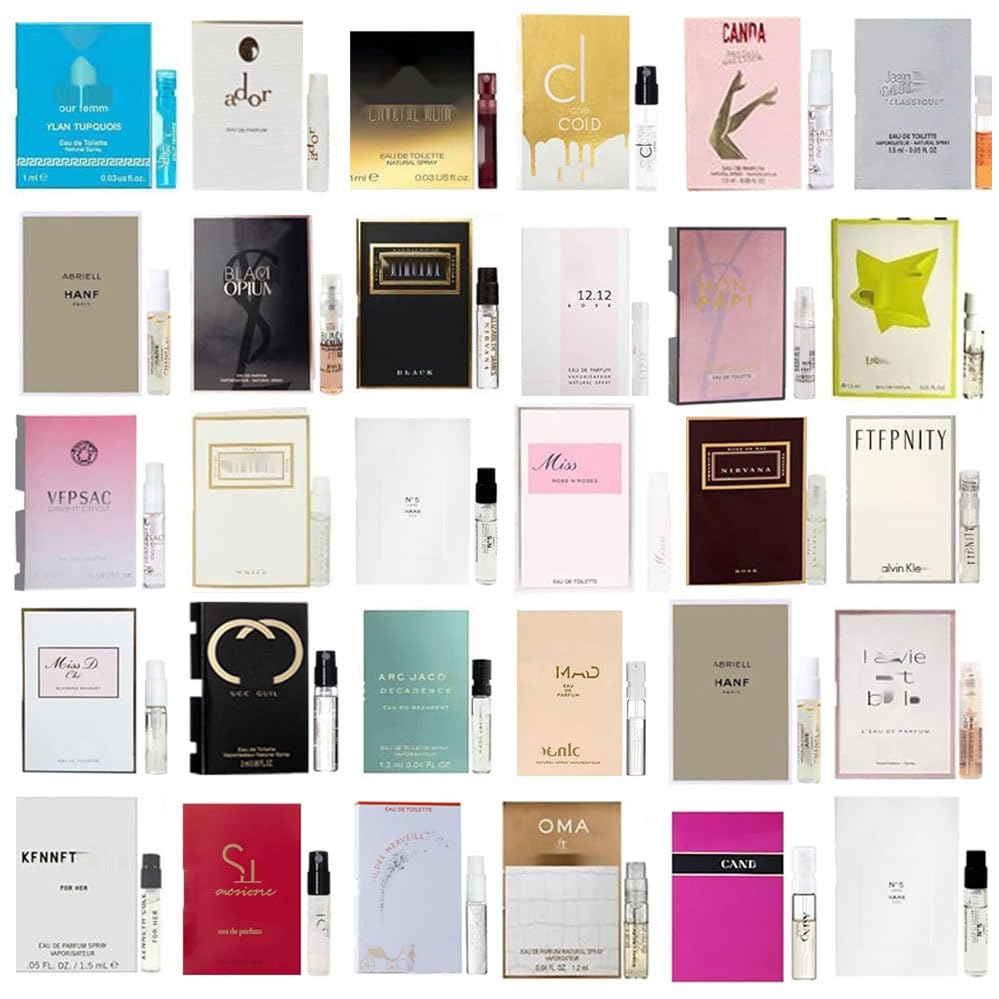 Women’s Perfume Sample Set High End Designer Fragrance Vials Pack Luxury Mini Travel Collection Popular Top Selling Discovery Gift (Random 12 Pcs)