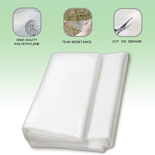 Miniatura 5 de AJumpoo Láminas de plástico para invernaderos de 12x25 pies, 6 mil de grosor, cubierta de película de plástico transparente resistente a los rayos