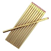 Vista 26 de ezpencils - Lápiz personalizado a granel, lápices redondos, barril de color negro (cuerpo), borrador rojo y virola de latón, paquete de 10