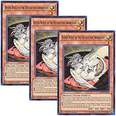 Amazon Co Jp 3枚セット 遊戯王 英語版 Bosh En019 Buster Whelp Of The Destruction Swordsman 破壊剣士の伴竜 スーパーレア 1st Edition ホビー 通販