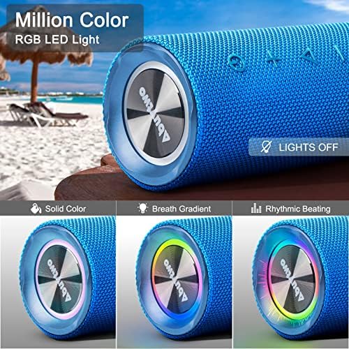 Abuytwo Bluetooth Speaker - Loud Portable Bluetooth Wireless Speakers with Led Lights, IPX7 Waterproof, Bluetooth 5.0, Speaker 30W, 24H Playtime, Built-in Mic, Trave Speakers for Outdoor, Beach -Blue