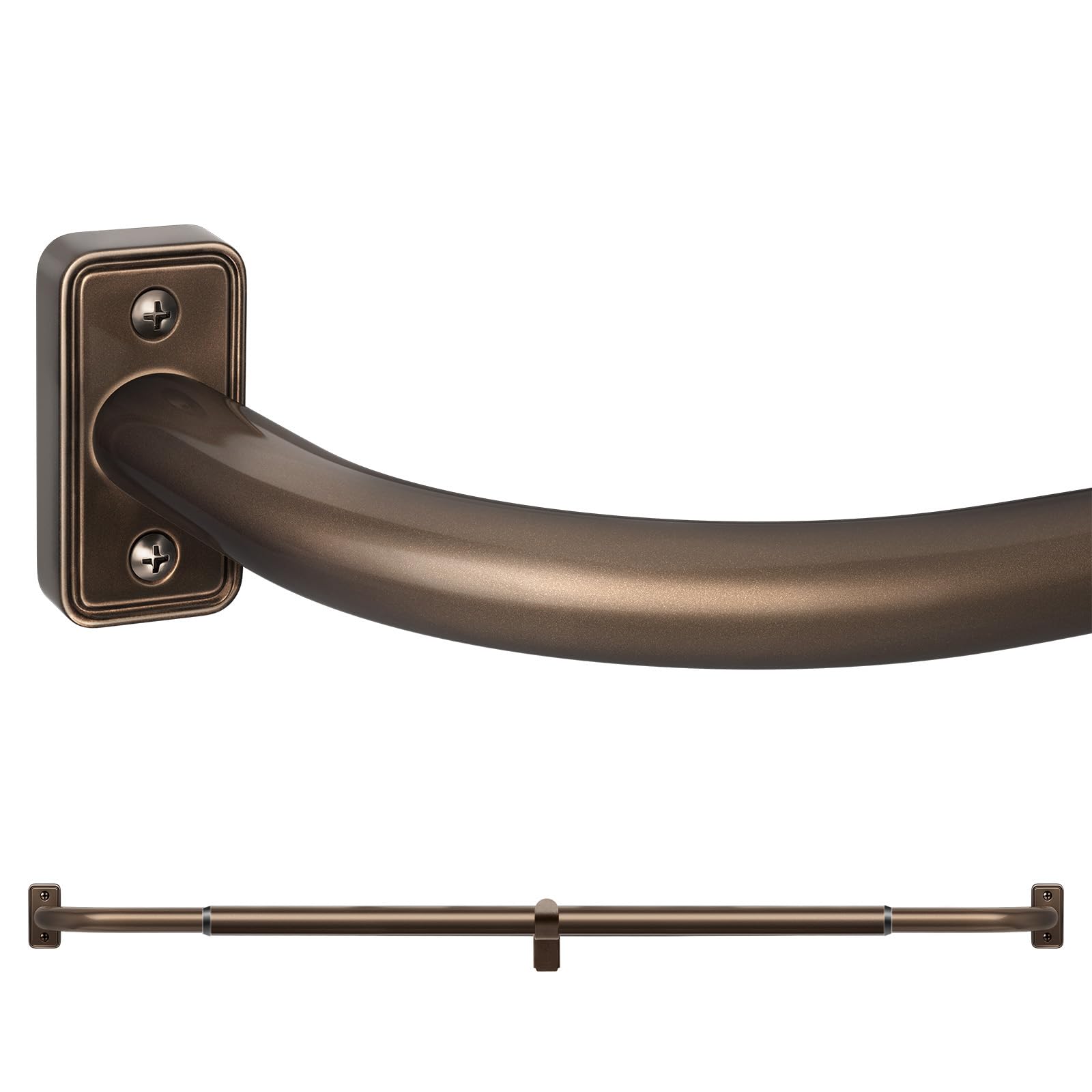 DEFYNEE Blackout Curtain Poles 81–305cm, 25mm Extendable Curtain Rod,Bronze