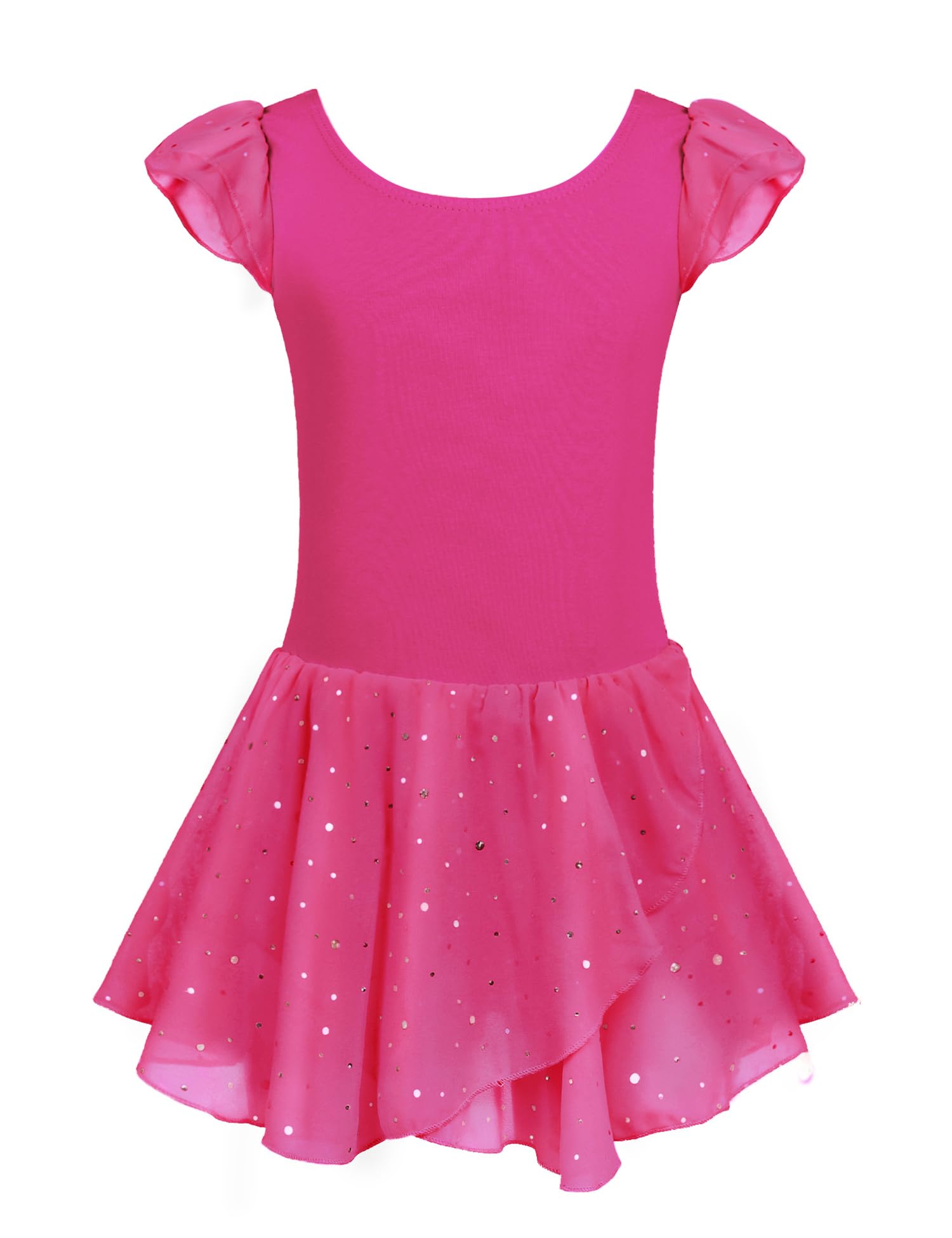 Arshiner Girls Ruffle Sleeve Ballet Dance Dress Tutu Skirted Leotard