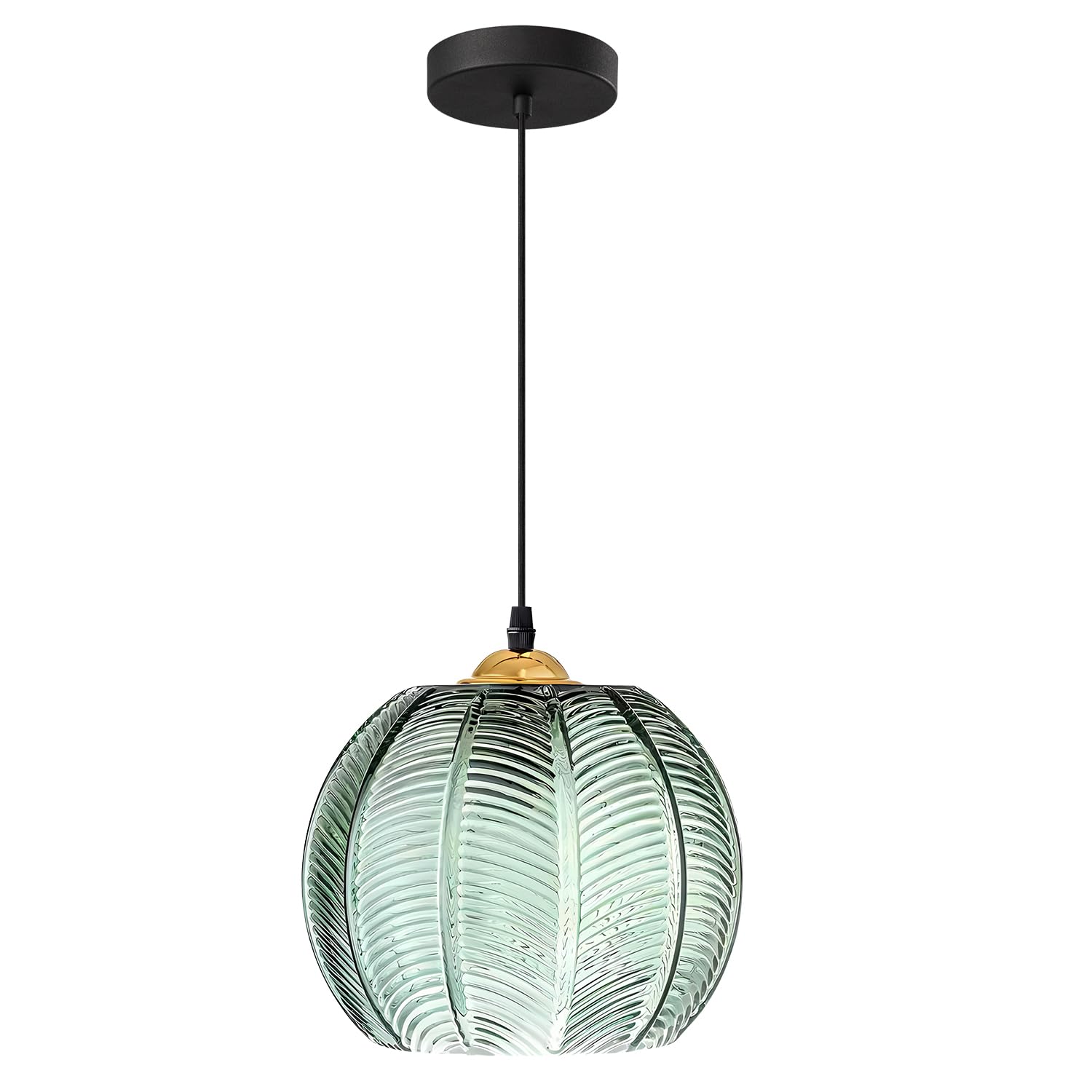 KCO Lighting Modern Large Globe Pendant Light Fixture Nordic Green Glass Pendant Light Black Kitchen Farmhouse Black Kitchen Island Light Vintage Single Green Ceiling Hanging Light