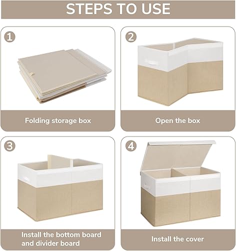 Miniatura 8 de INDRESSME Caja de juguetes de 25 x 13 x 16 pulgadas, organizador de almacenamiento de juguetes con tapa, plegable, resistente, contenedor de