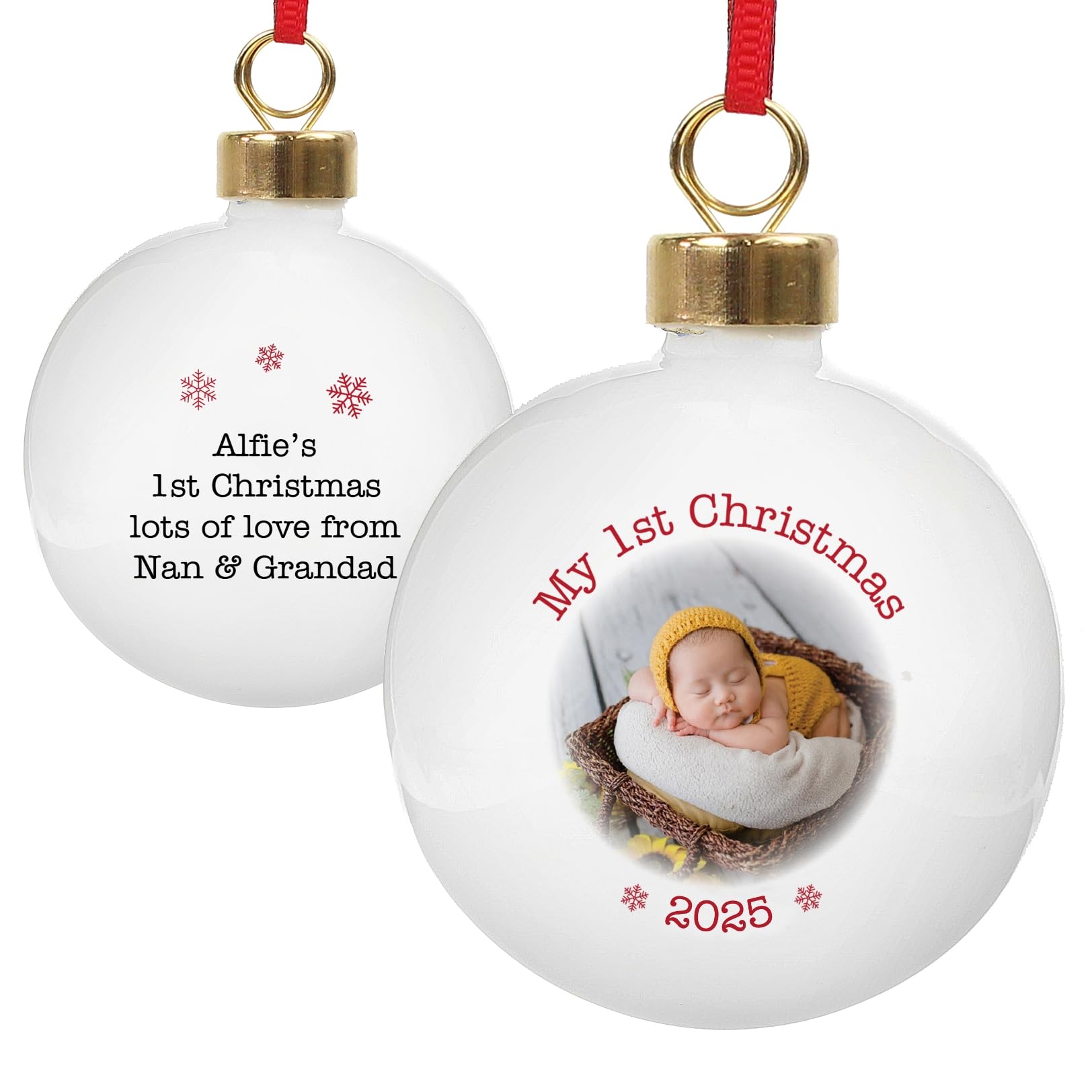 Ngc Clear Personalised My 1St Christmas 2025 Photo Upload Xmas Tree Bauble