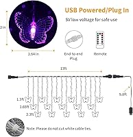 Vista 21 de Butterfly Curtain Lights 13ft 96 LED Twinkle Fairy Lights 8 Modes String Lights with Remote, Butterfly Hanging Decoration for Bedroom Dorm Wall
