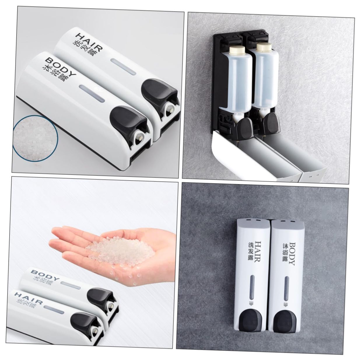 Baluue Dispensador de Champú y Gel de Ducha para Pared, Diseño Ligero de Plástico Blanco, Dosificador de Jabón Líquido Adecuado para Baño y Hotel