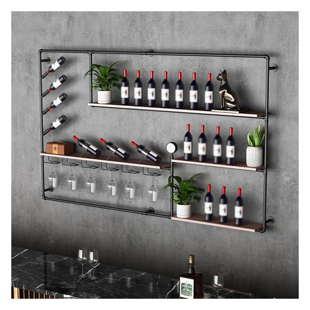 Présentoir de rangement pour vin haut de gamme en tubes noirs 150 cm