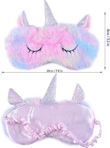 Miniatura 2 de Linda máscara de unicornio para dormir, suave y esponjosa, con los ojos vendados, divertida máscara facial de animales, cubierta de ojos para niños,