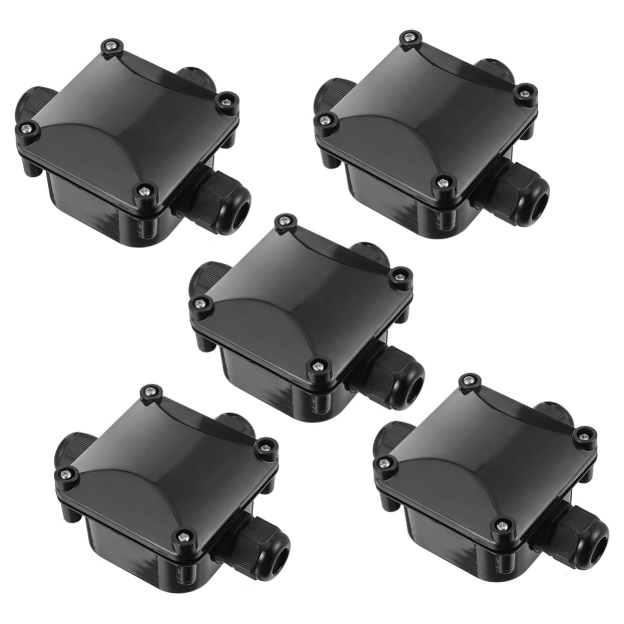 Caja de Conexiones Ip68 de 3 Vías, Pack de 5 Conectores | Abs Negro, Formato de Red, para 2 o 3 Polos, Conexión de Lámparas y Luces LED de Jardín